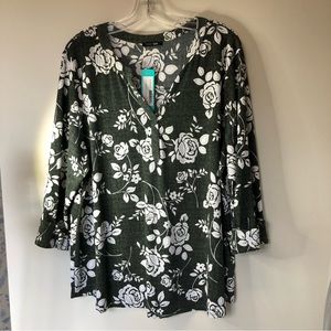 PAPERMOON Clementa Split Neck Textured Knit Top  3X